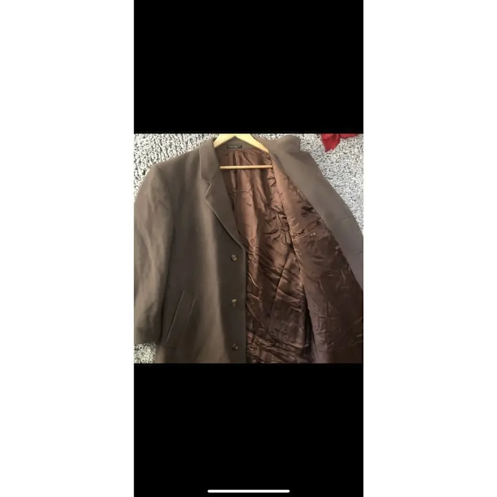 SILVER CLOUD wool/nylon/cashmere Blend Brown/Rust Dress overcoat size 46 Long
